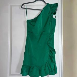 Gorgeous J Crew kelly green one shoulder dress!